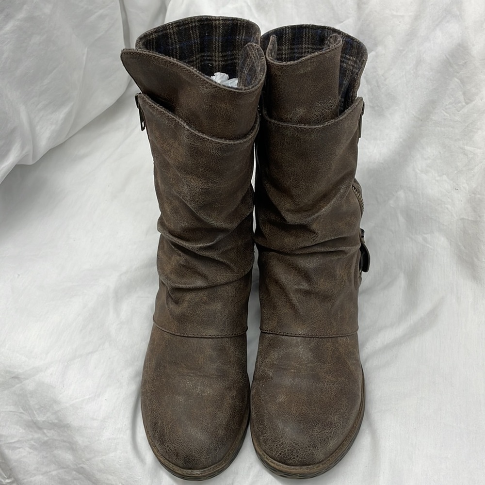 Shimmer zip sides flat mid calf boots ladies sz 8.5